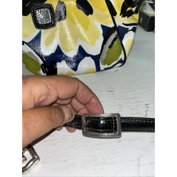 brighton handbag shoulder strap Vinyl/canvas Yellow Flowers Blue Accents 12x6 - Picture 5 of 13